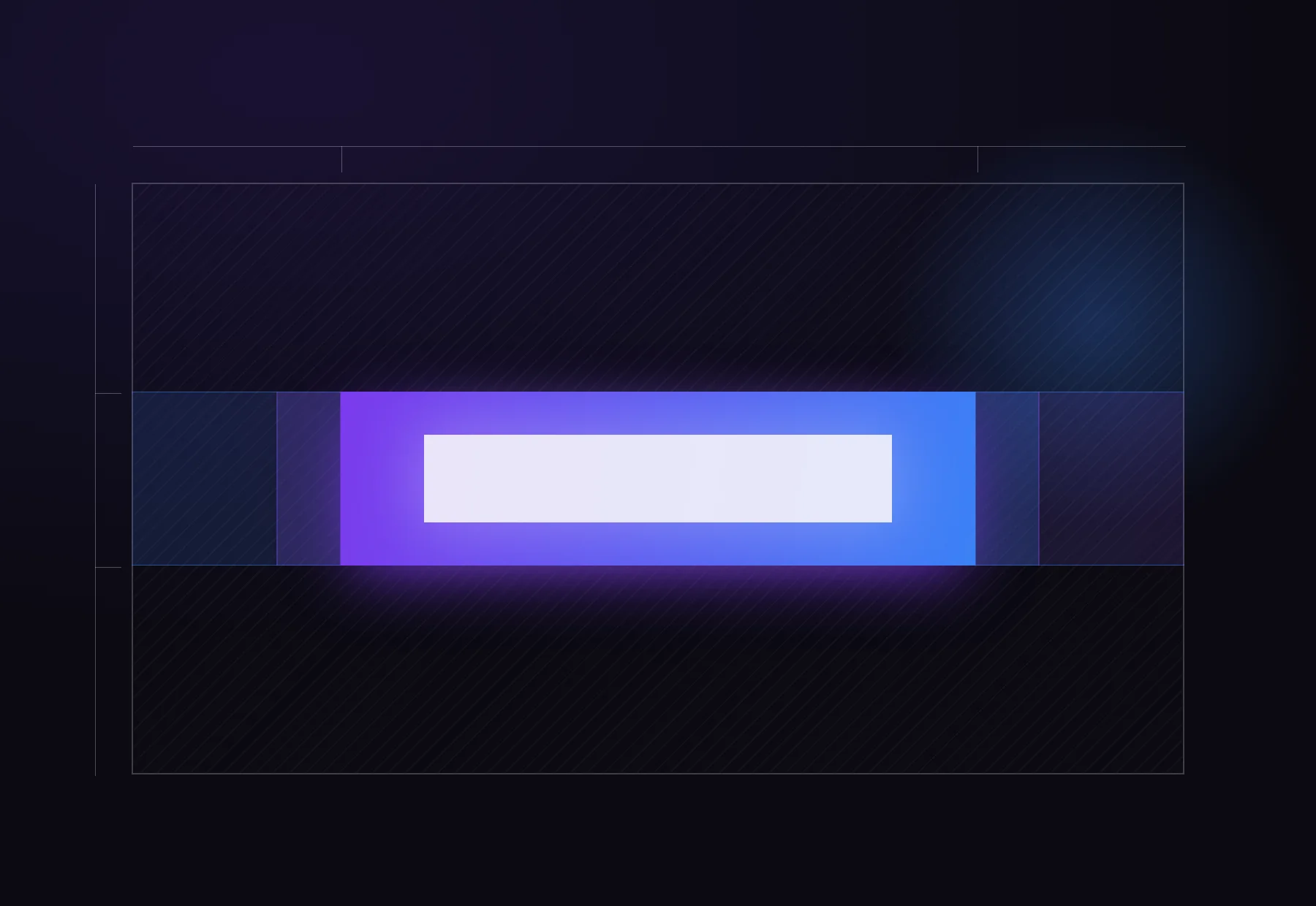 A 16:9 rectangle on a dark violet background with three nested horizontal bands narrowing towards a bright band at its centre